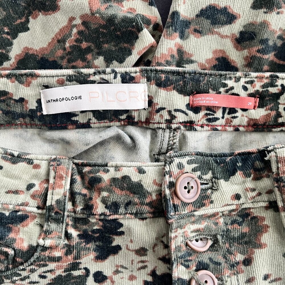 *SOLD* Anthropologie Pilcro High Rise Skinny Camo Corduroy Pants, Size 29 - Picture 4 of 4
